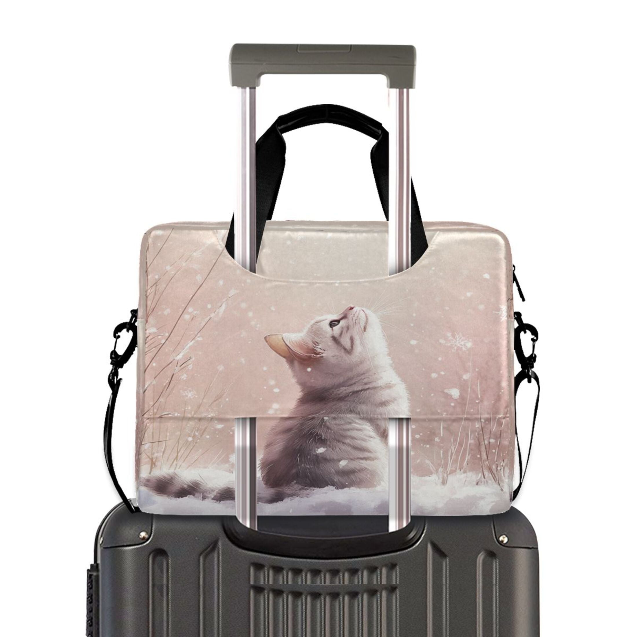 16" Laptop Tote Bag Laptop Sleeve Case Computer Briefcase for Work & Travel A Cat in The Snow