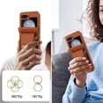 thumbnail image 5 of for Samsung Galaxy Z Flip 7 Case, Retro PU Leather Shockproof Protection Phone Case Wallet Built in Credit Card Slots Flip Cover Finger Ring Stand with Long Strap + Short Strap, Brown, 5 of 8