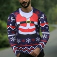thumbnail image 2 of Pompotops Hauts Amusants pour Hommes Imprimé de Noël Col Rond Manches Longues T-Shirt Blouse en Solde, 2 of 5
