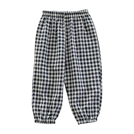 

BYOIMUD Striped Gingham Boxer Pants Cotton Pajama Lounge Casual Plaid Trousers Y2K Beach Bottoms with Pockets Suitable for Autumn and Winter