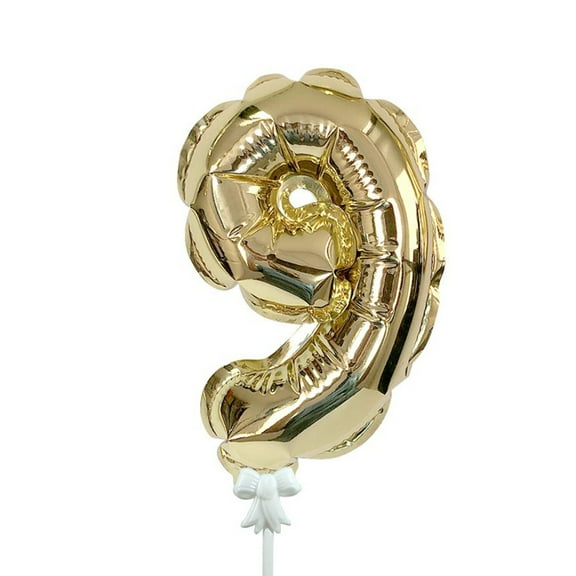 7 inch Self-Inflating Number 9 - Gold Foil Mylar Balloon - Party Supplies Decorations