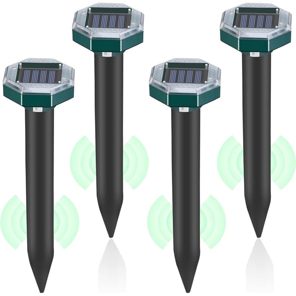 KingFurt 4PCS Advanced Chip Technology Solar Powered Wide Coverage Mole Repellent for Lawns-Gardens-Yards