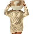 thumbnail image 3 of KOMOO Women Crochet Blouse Cover-Up Hollow Knit Bikini Smock See Through Loose Beach Coverup Dress, 3 of 5