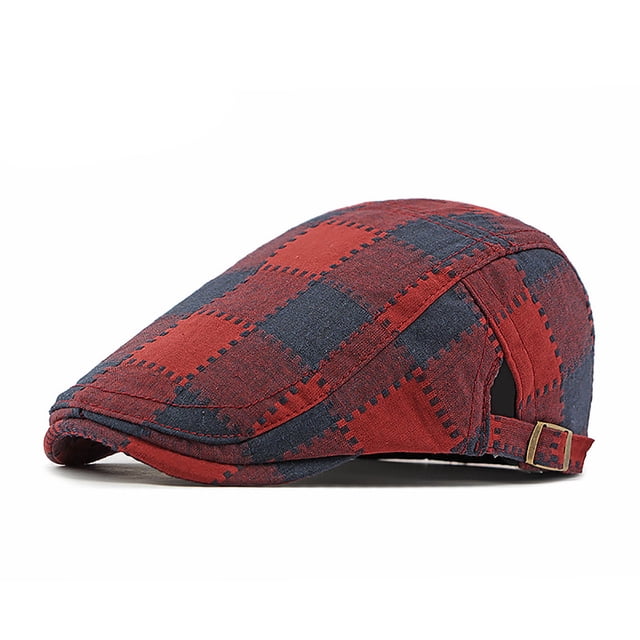 Beret Style for Men – British Retro Plaid Forward Slouch Hat for Spring Fall Sun and Versatile Everyday Wear