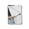 thumbnail image 2 of Fashion Soft Flannel Fleece Throw Blanket, Young Woman Wearing Jean Shorts and Stockings Artwork Illustration Print, Cozy Plush for Indoor and Outdoor Use, 50" x 60", Multicolor, by Ambesonne, 2 of 6