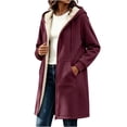 thumbnail image 6 of Inverlee Womens Sherpa Lined Hooded Coat Zip Up Long Jacket Winter Warm Outerwear Wine (S-3XL), 6 of 9