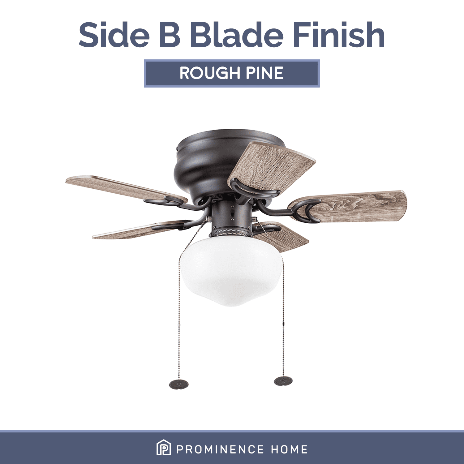 Prominence Home Hero 28" Bronze Flushmount Ceiling Fan with Light, 5 Blades, Pull Chains & Reverse Airflow