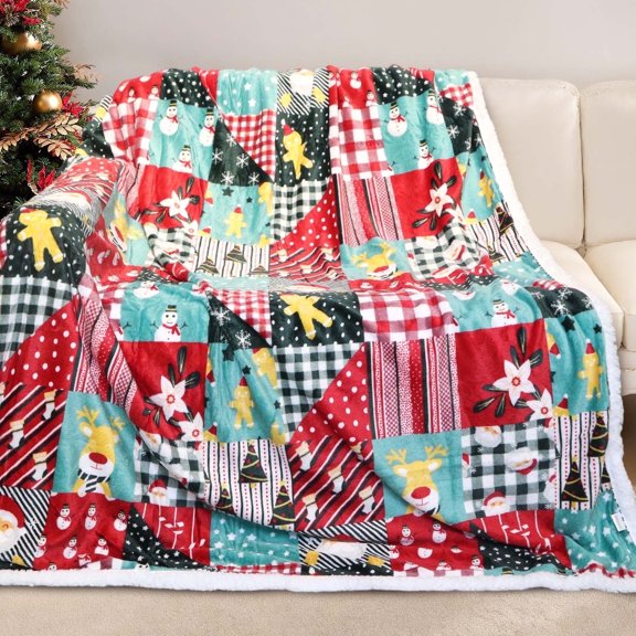 Gogreen Christmas Sherpa Fleece Twin Blanket for Couch Bed Sofa Adults -Soft and Warm Blanket for Winter, Thick and Fuzzy Throw Blanket (Twin - 60" x 80")