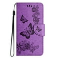 thumbnail image 3 of Feishell Wallet Case for iPhone 15 Plus,Retro PU Leather Butterfly Embossed Pattern Full Protection Anti-Scratch Magnetic Clasp Flip Holder Card Slots & Cash Pocket Phone Cover,Purple, 3 of 9