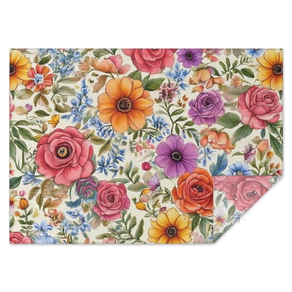 Pioneer Flower Floral Print Pattern Rectangle Tablecloth 60"x84",Waterproof Polyester Rectangle Table Cloth, Wipeable Spillproof Polyester Tablecloth for Dining, Camping, Indoor and Outdoor