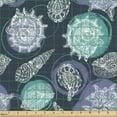 thumbnail image 2 of Ambesonne Nautical Fabric by the Yard Upholstery, Ocean Grunge Seashells, 1 Yard, Night Blue Sea Green, 2 of 5