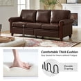 thumbnail image 3 of 81" Vegan Leather Sofa 3-Seater Couch With Wooden Decoration Rolled Arms, Brown, 3 of 9
