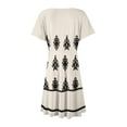 thumbnail image 5 of Lodgix Summer Wrap Dresses for Women 2025 V Neck Knee Length Short Sleeve Dress Casual Short dresses Beige S, 5 of 6