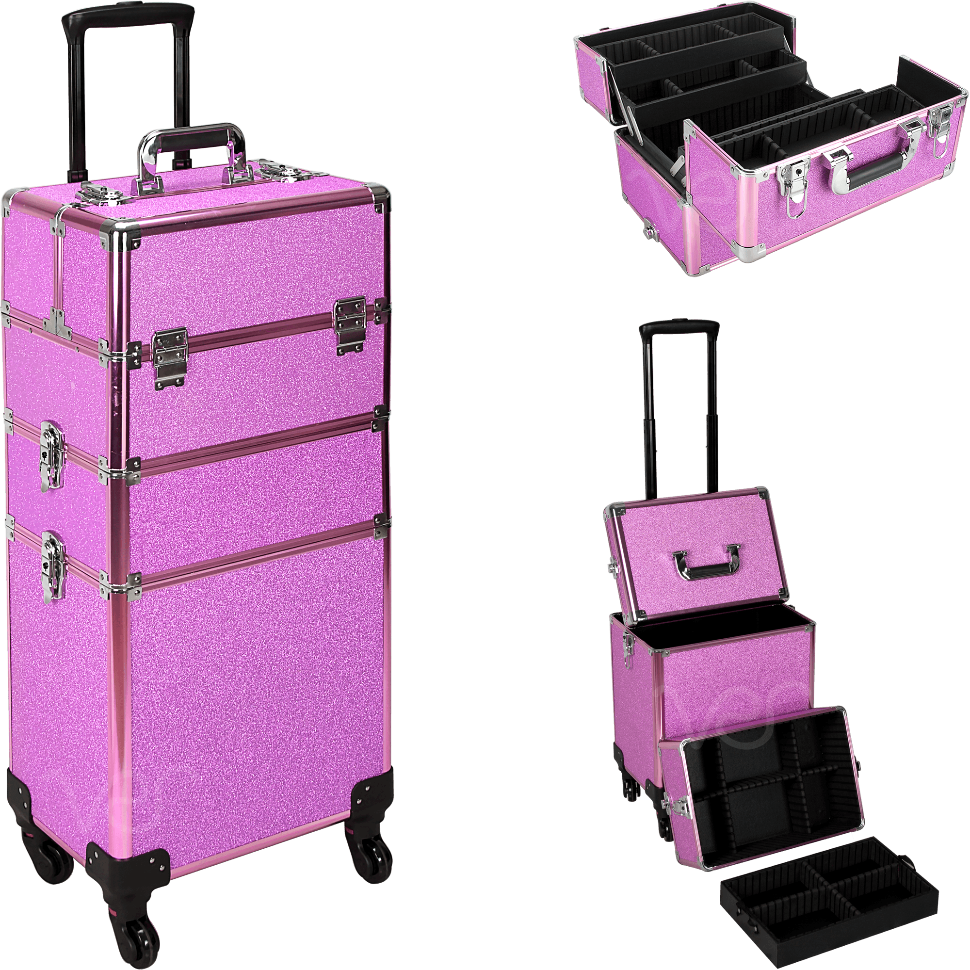 Ver Beauty 7-in-1 Professional 4 Wheels Removable Rolling Cosmetic 