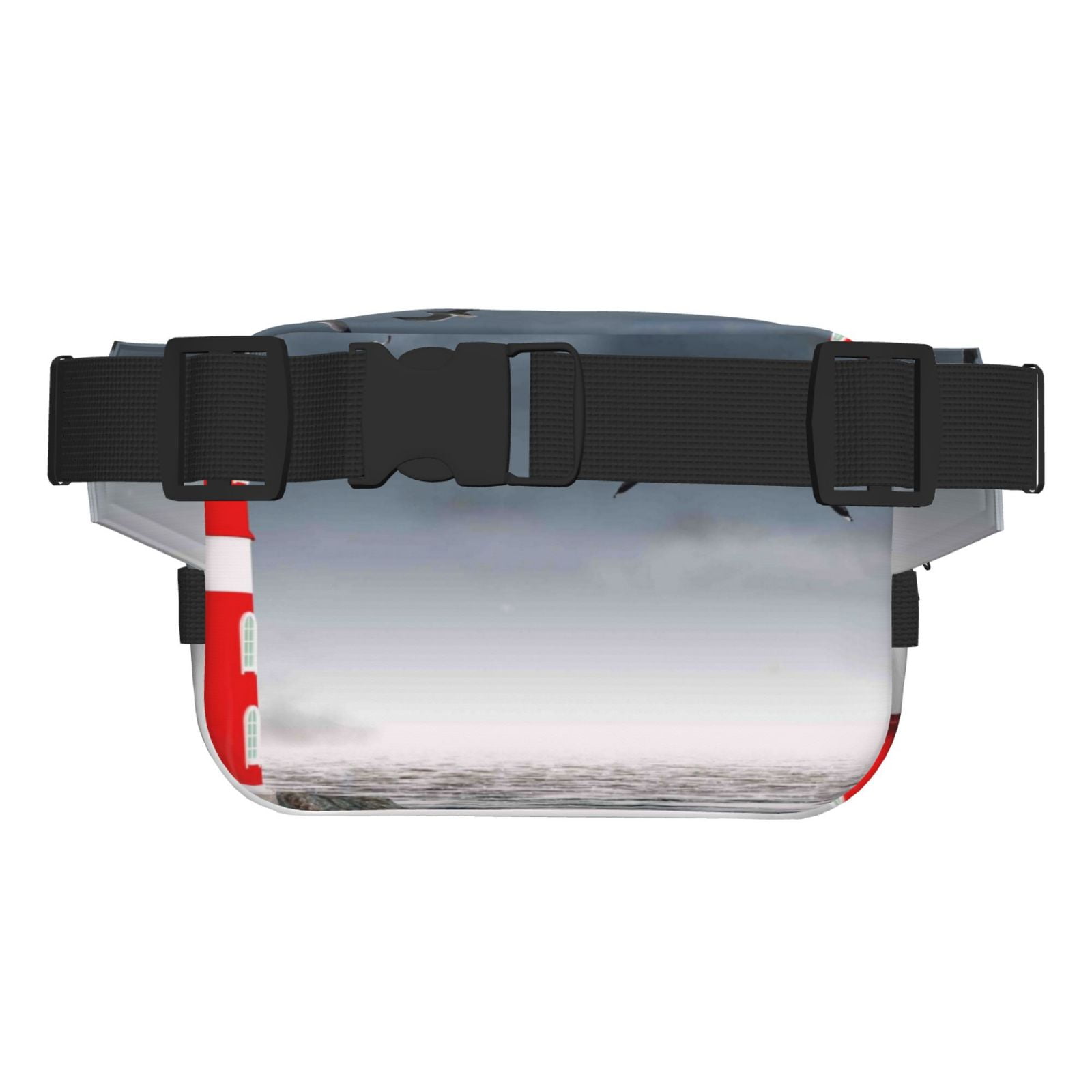 Picia 3d Lighthouse in the Surf Print Square Double-Layer Waist Bag Mini Adjustable Waist Belt Bag Exercise Running Travel Hiking