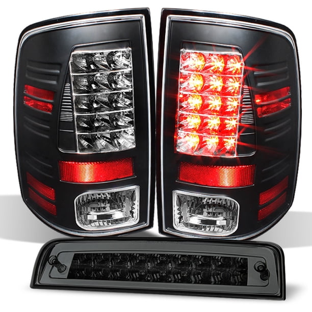 Fit 20092018 Ram 1500/2500/3500 Black LED Tail lights+Smoked LED 3rd