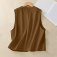 thumbnail image 4 of ECZHAW Womens Linen Vest Tops Casual Button Down Sleeveless Blazer Spring Jackets, 4 of 9