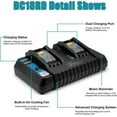 thumbnail image 3 of 9A DC18RD 14.4V-18V L-ion Fast battery Dual Port Rapid Optimum Charger for Makita Dual Ports BL1850 BL1840B BL1820 BL1815 BL1860 BL1430 BL1450 BL1830, 3 of 8