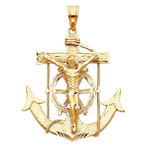 Top Gold & Diamond Jewelry - Solid 14k Yellow Fine Gold Jesus Cross ...