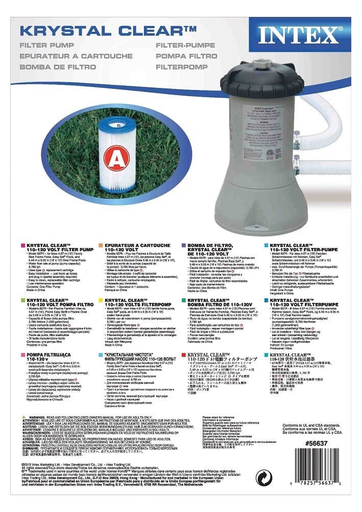 56637e 1 000 Gallon Filter Pump Intex Krystal Clear Model 637r Patio Lawn Garden Pools Hot Tubs Supplies Guardebem 