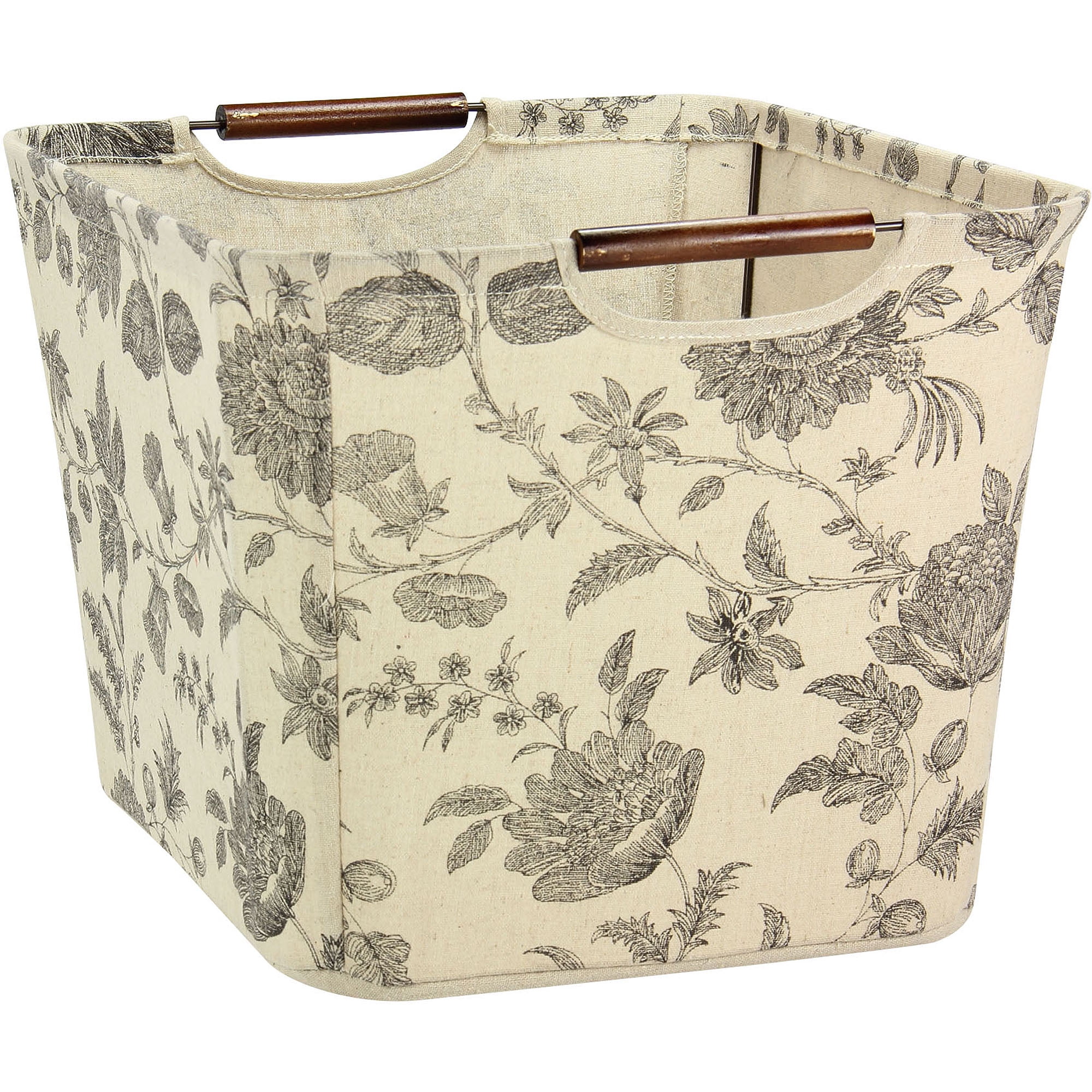 Household Essentials Medium Tapered Storage Bin with Wood Handles