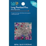 Hello Hobby Long Pearlized Pins, Size 24, 100 Count