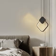 thumbnail image 3 of Black Dimmable LED Pendant Light Fixture, Minimalist Nordic Style Modern Decorative Pendant Lighting, Simple Geometric Shape Hanging Lamp, Adjustable Height Ceiling Chandelier for Bedside Bar Counter, 3 of 7