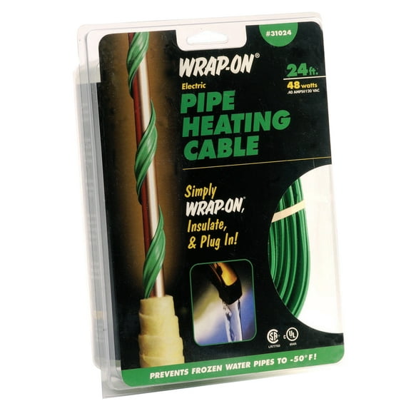 Wrap-On Pipe Heating Cables, w/Thermostat, 120 V, White