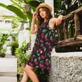 thumbnail image 2 of Easygdp Ripe Red Cherry para Vestido Transpirable de Mujer, Vestido Suelto de Manga Corta con Pliegues y Bolsillos para el Verano, 2 of 7