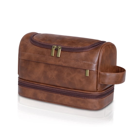 Toiletry Bag for Men, Large Leather Travel Pouch Bag with Hanging hook,Travel Essentials Dopp kit, Men's Shaving Grooming Kit,Gifts for Father, Dad, Boyfriend, Grandpa, Shaving Kit