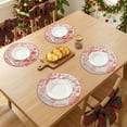 thumbnail image 3 of Placemats Set of 6 Woven/Vinyl Placemats, Washable Kitchen Table Mat, Seasonal Holiday Christmas Place Mats for Party Dining Table Red 15inch, 3 of 6