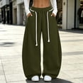 thumbnail image 7 of Vixolx Womens Wide Leg Sweatpants Decorative Drawstring Elastic Waist Baggy Barrel Pants with Pockets Casual Solid Color Trousers, 7 of 7