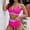 Hot Pink, variant on Women's High Waisted Bikini Sets V Neck Two Piece Swimsuit Color Block Twist Front Tummy Control Bathing Suits Hot Pink M
