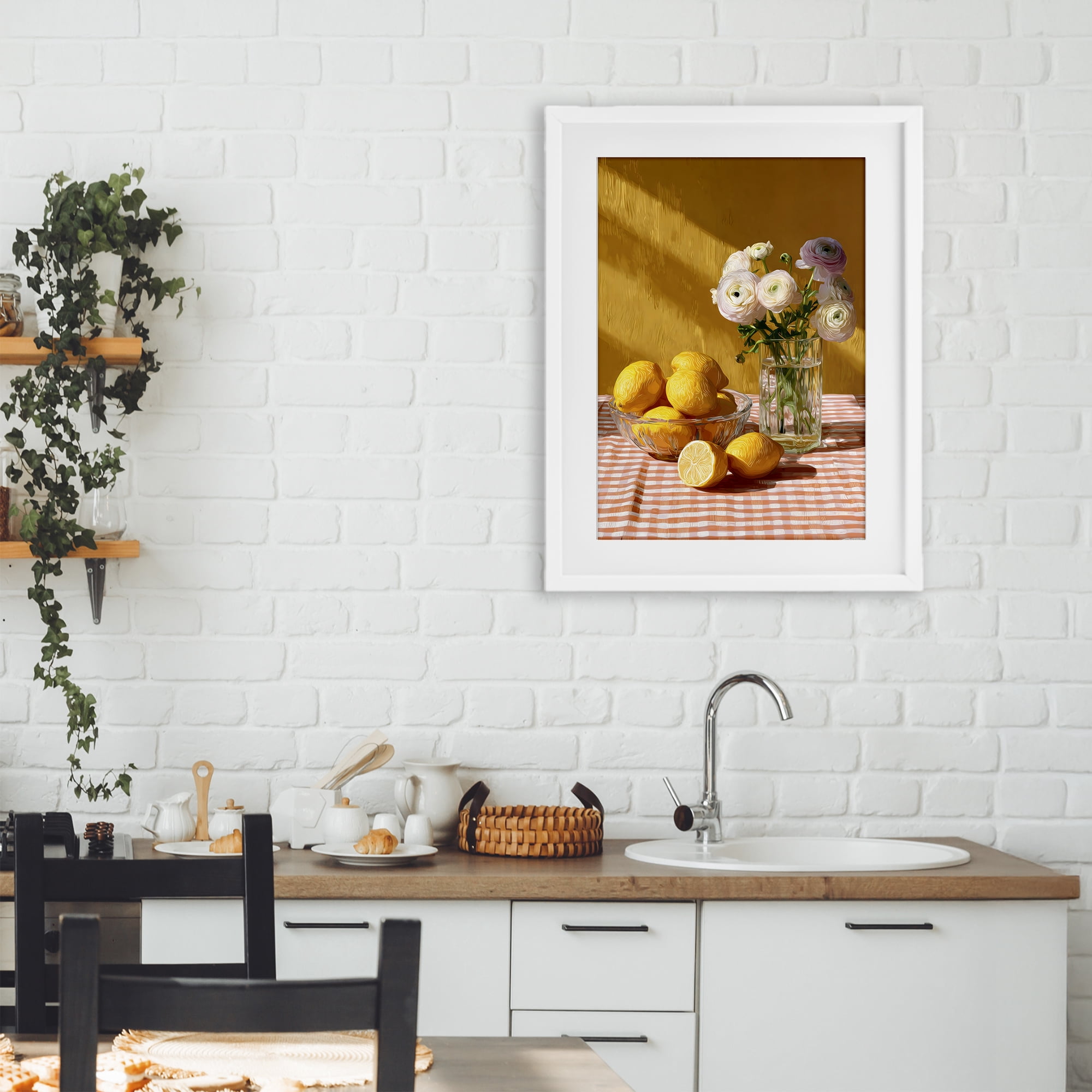 Stupell Industries Lemony Breakfast Arrangement White Framed Print Under Glass, design by Petal Prints Design