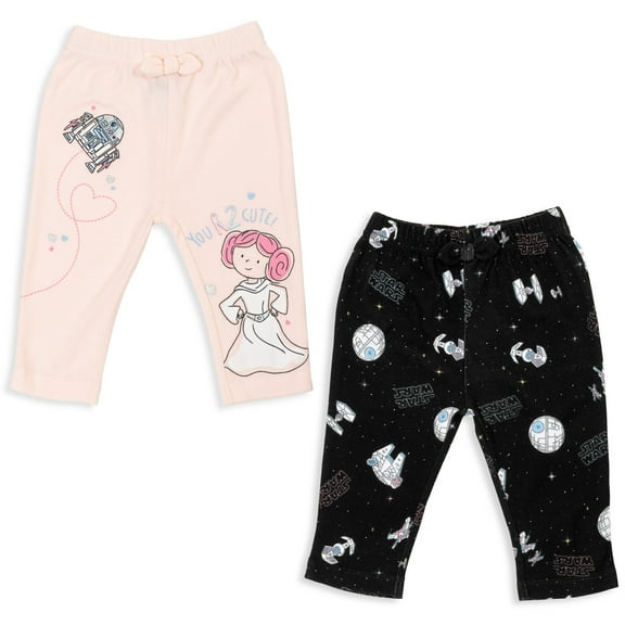 Star Wars R2-D2 Princess Leia Newborn Baby Girls 2 Pack Pants Newborn to Infant