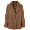 thumbnail image 3 of FNFYFH Women's Winter Fleece Lapel Faux Fur Coats Long Sleeve Solid Color Furry Jackets Warm Plush Open Front Winter Coats with pockets, 3 of 5