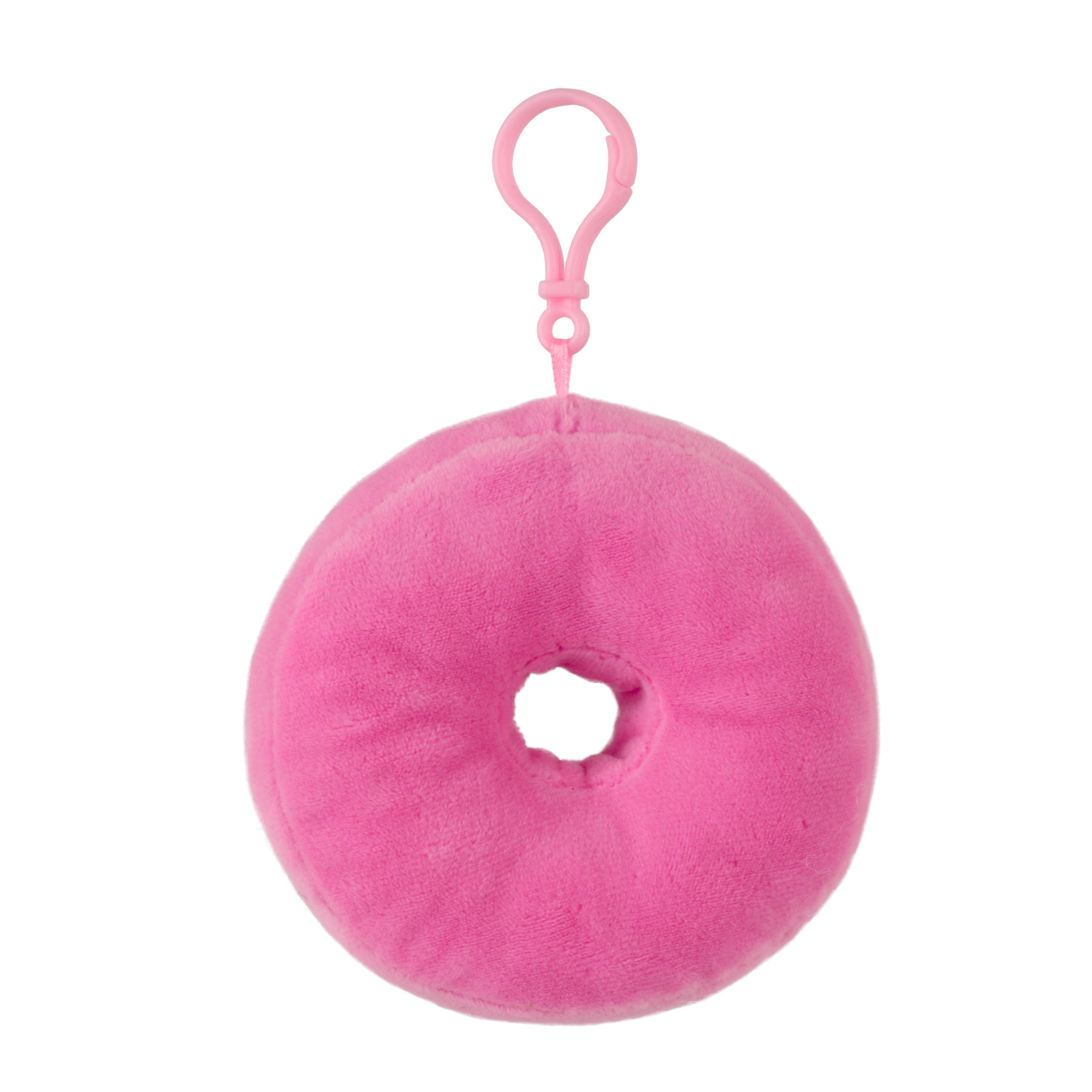 Pen + Gear Backpack Clip Plush Stuffed Pink Round Donut