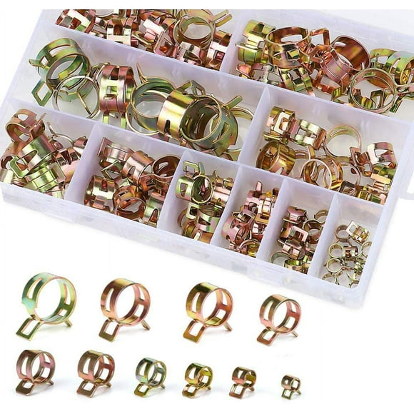 Hose Spring Clip Fuel Hose Clamp, 100 Pieces Hose Clamps Hose Spring Clip Clamps Hose Clamp with Storage Box