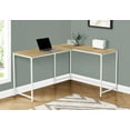 thumbnail image 4 of 58 Inch Natural Wood Look L Shaped Computer Desk with White Metal Frame, 4 of 5