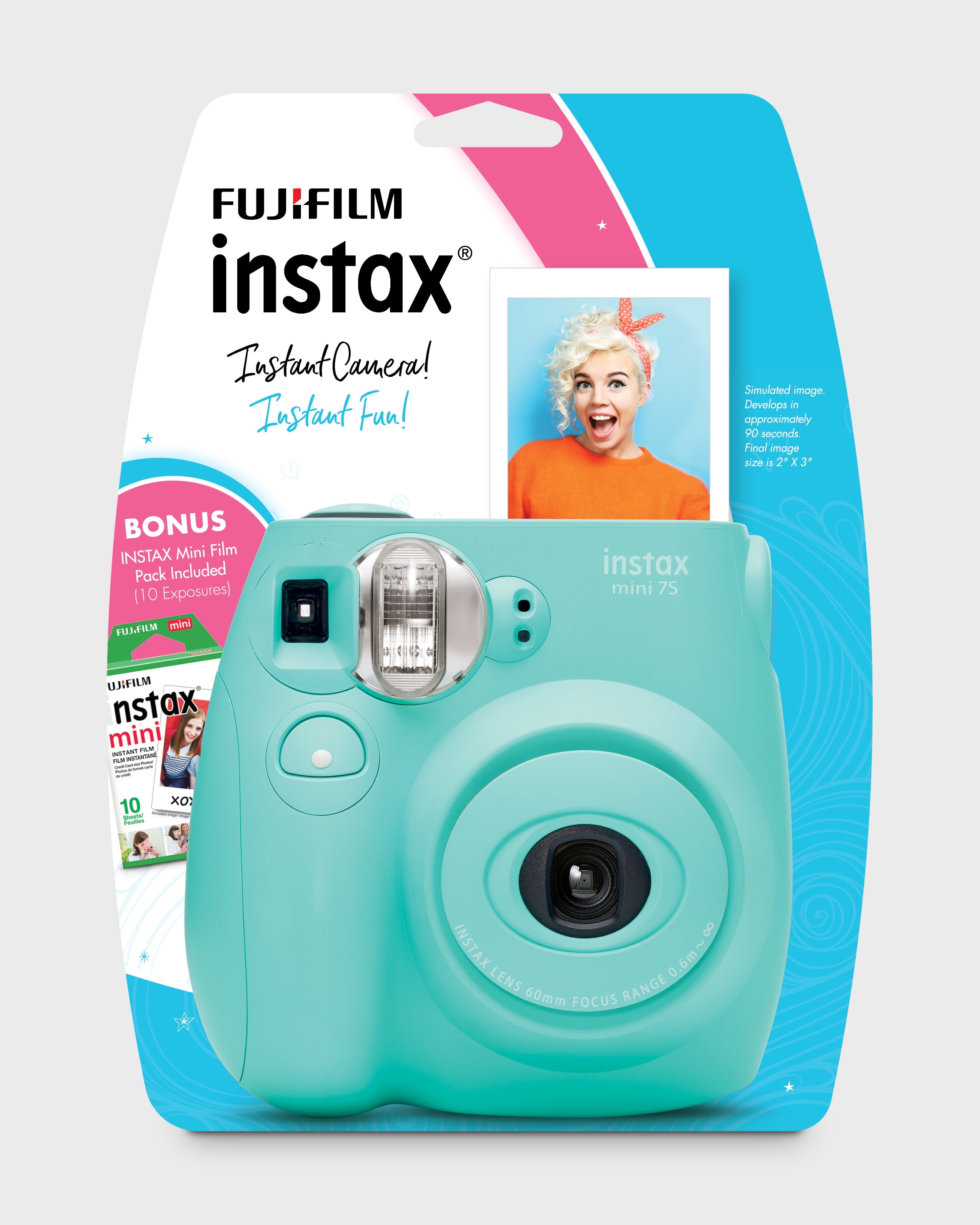 Automatisch gevoeligheid Onbeleefd Fujifilm Instax Mini 7S Instant Camera (with 10-pack film) - Light Blue -  Walmart.com