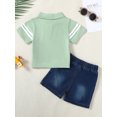 thumbnail image 5 of CARETOO Toddler Boy Clothes 2T 3T 4T 5T Summer Casual Cotton Fabric Polo Shirt Denim Shorts Set, 5 of 15