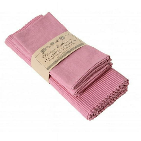 Mr. MJs Trading 4 Placemats Plus 4 Napkins Set, Dusty Rose