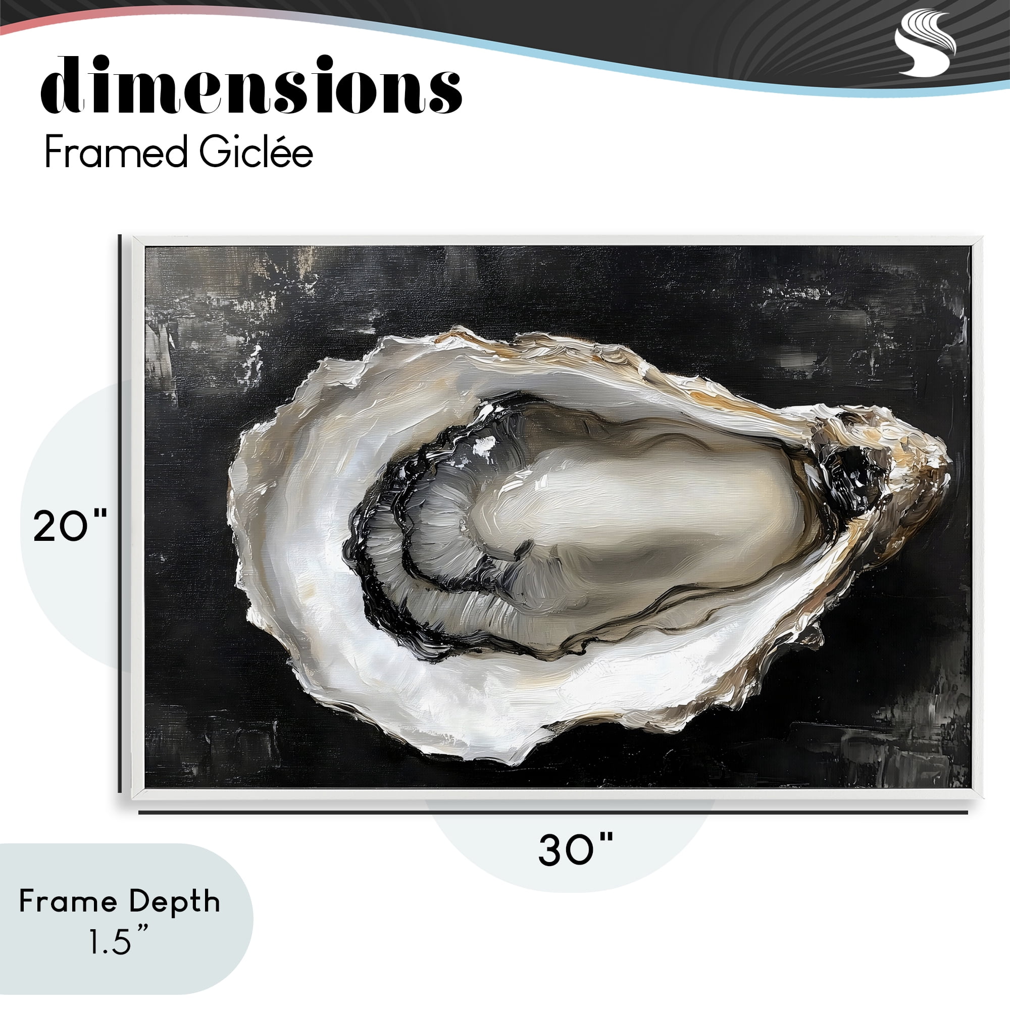 Stupell Industries Black Oyster Pearlescent Shell White Framed Giclee Art, design by LSR Design Studio
