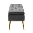 thumbnail image 3 of ARTFUL Modern Velvet Storage Ottoman Bench with Gold Base & Nailhead Trim, Grey, 3 of 5