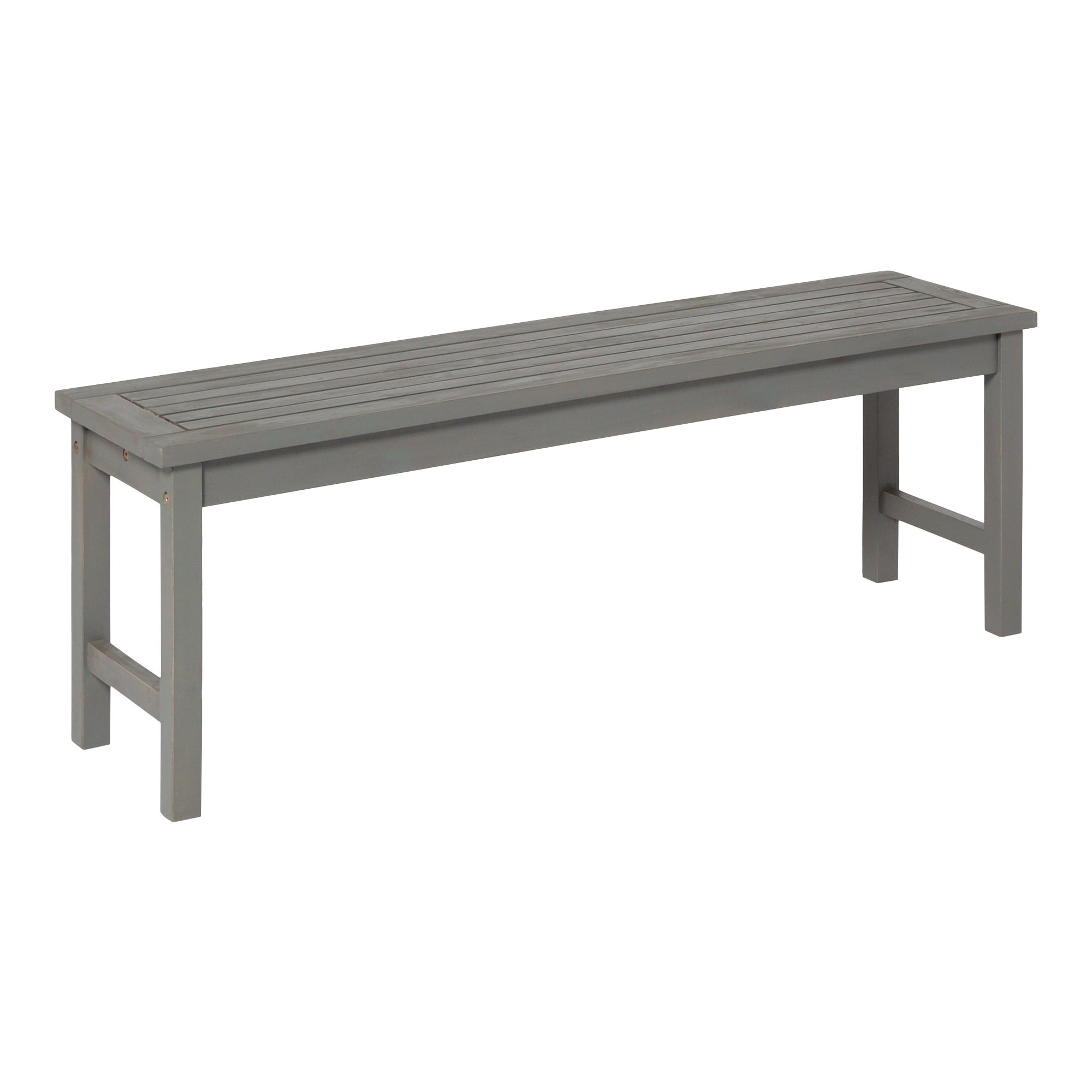Walker Edison 53" Outdoor Raised Acacia Solid Wood Patio Bench, Grey Wash