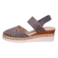 thumbnail image 2 of EliteGoogv Womens Wedge Sandals Closed Toe Platform Sandals Flock Upper Woven Bottom On Sandals For Women Large Size Summer Beach Shoes Grey US :8, 2 of 9