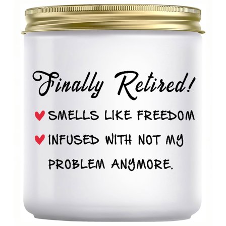 Retirement Candle Retirement Gift for Woman - 8oz Funny Lavender Scented Soy Candle - Ideal Valentine's Day Birthday Mother Day Christmas Presents for Retiered Friends Coworkers Nurses Female
