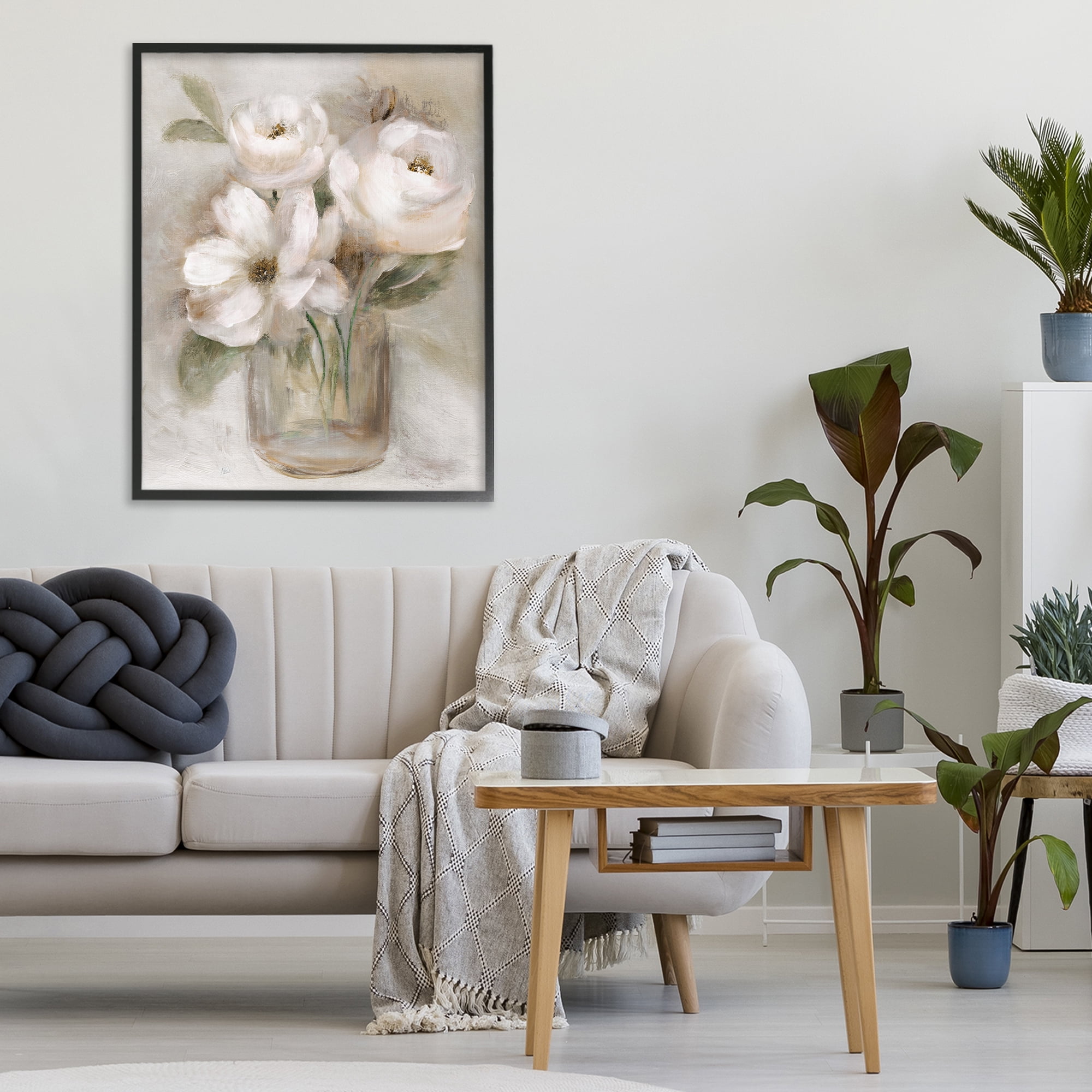 Stupell Industries Soft Brushstroke Roses Black Framed Giclee Art, design by Nan