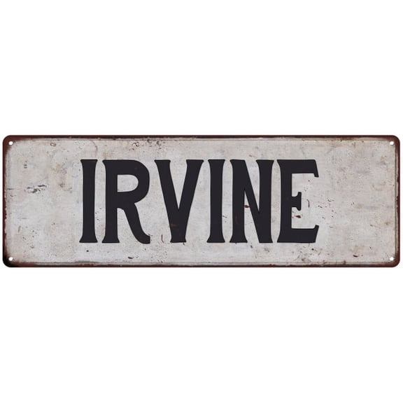 IRVINE Vintage Look Rustic Metal 6x18 Sign City State 206180041057