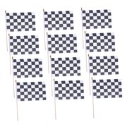 LOLIPPYY 16Pcs Handheld Racing Flags Black and White Checkered Flags for Racing Themed Party Supplies